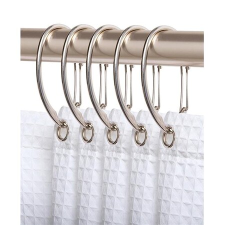 Utopia Alley Utopia Alley HK10BN 3.1 x 1.8 in. Shower Curtain Rings for Bathroom; Brushed Nickel - Set of 12 HK10BN